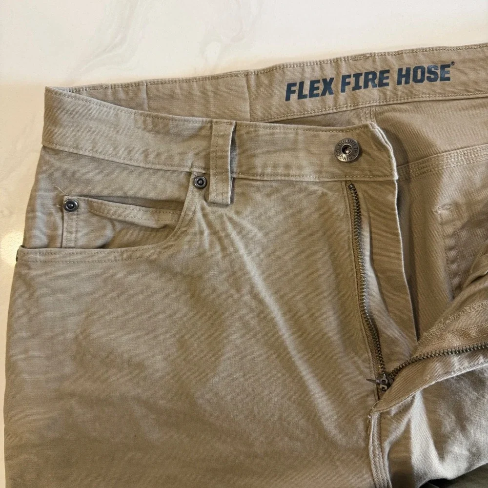 Duluth Trading Co Flex Fire Hose Relaxed Fit Khaki Work Pants 34x36 62752C